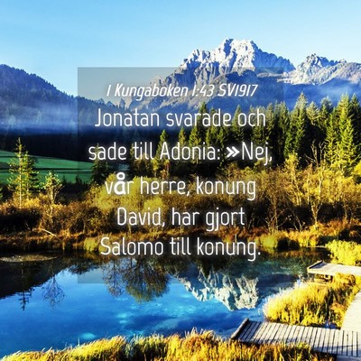 Picture 04 - 1 Kungaboken 1:43 SV1917 - Jonatan svarade och sade till Adonia: »Nej, vår - Bible Verse Picture