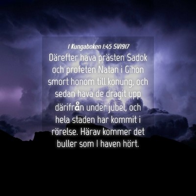 Picture 04 - 1 Kungaboken 1:45 SV1917 - Därefter hava prästen Sadok och profeten Natan - Bible Verse Picture