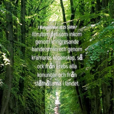 Picture 04 - 1 Kungaboken 10:15 SV1917 - förutom det som inkom genom kringresande - Bible Verse Picture