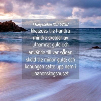 Picture 04 - 1 Kungaboken 10:17 SV1917 - likaledes tre hundra mindre sköldar av uthamrat - Bible Verse Picture