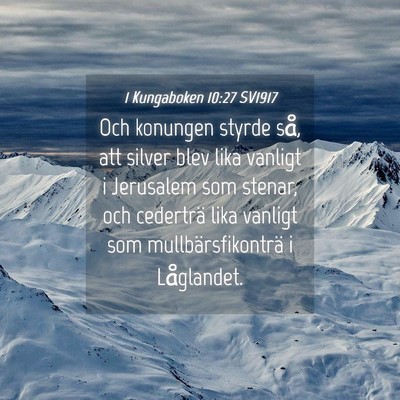 Picture 04 - 1 Kungaboken 10:27 SV1917 - Och konungen styrde så, att silver blev lika - Bible Verse Picture