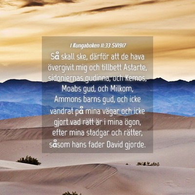 Picture 04 - 1 Kungaboken 11:33 SV1917 - Så skall ske, därför att de hava övergivit - Bible Verse Picture