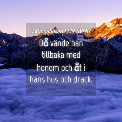 Picture 04 - 1 Kungaboken 13:19 SV1917 - Då vände han tillbaka med honom och åt i hans - Bible Verse Picture
