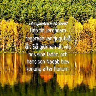 Picture 04 - 1 Kungaboken 14:20 SV1917 - Den tid Jerobeam regerade var tjugutvå år. Så - Bible Verse Picture