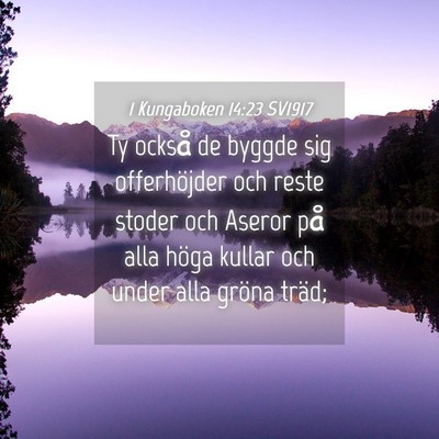 Picture 04 - 1 Kungaboken 14:23 SV1917 - Ty också de byggde sig offerhöjder och reste - Bible Verse Picture