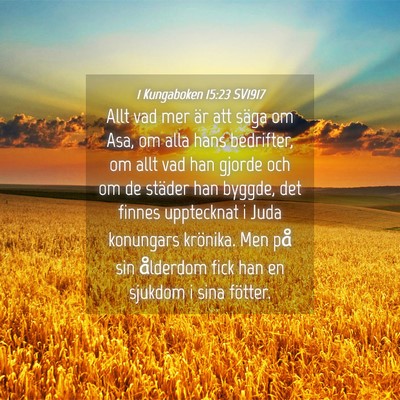 Picture 04 - 1 Kungaboken 15:23 SV1917 - Allt vad mer är att säga om Asa, om alla hans - Bible Verse Picture