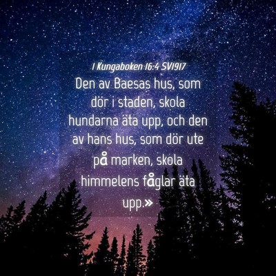 Picture 04 - 1 Kungaboken 16:4 SV1917 - Den av Baesas hus, som dör i staden, skola - Bible Verse Picture