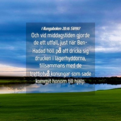 Picture 04 - 1 Kungaboken 20:16 SV1917 - Och vid middagstiden gjorde de ett utfall, just - Bible Verse Picture