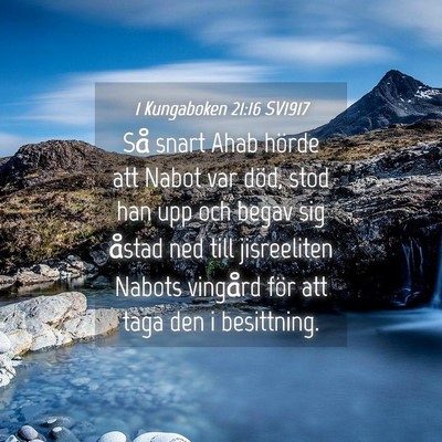 Picture 04 - 1 Kungaboken 21:16 SV1917 - Så snart Ahab hörde att Nabot var död, stod - Bible Verse Picture