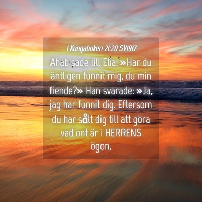 Picture 04 - 1 Kungaboken 21:20 SV1917 - Ahab sade till Elia: »Har du äntligen funnit - Bible Verse Picture