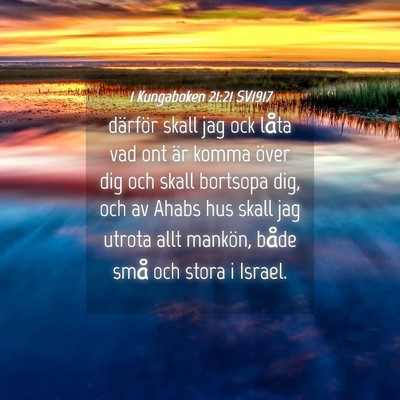 Picture 04 - 1 Kungaboken 21:21 SV1917 - därför skall jag ock låta vad ont är komma - Bible Verse Picture