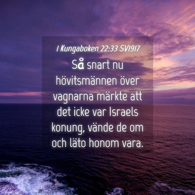 Picture 04 - 1 Kungaboken 22:33 SV1917 - Så snart nu hövitsmännen över vagnarna - Bible Verse Picture
