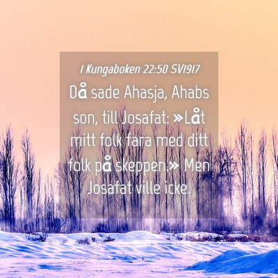 Picture 04 - 1 Kungaboken 22:50 SV1917 - Då sade Ahasja, Ahabs son, till Josafat: »Låt - Bible Verse Picture