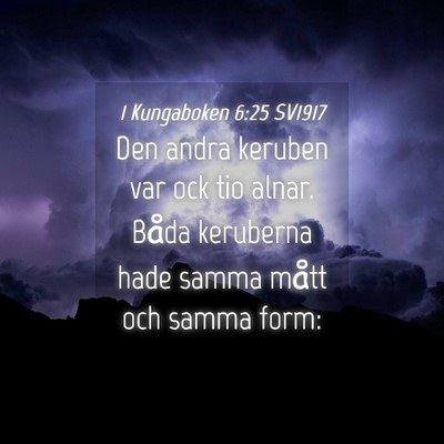 Picture 04 - 1 Kungaboken 6:25 SV1917 - Den andra keruben var ock tio alnar. Båda - Bible Verse Picture