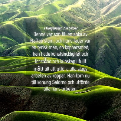 Picture 04 - 1 Kungaboken 7:14 SV1917 - Denne var son till en änka av Naftali stam, och - Bible Verse Picture