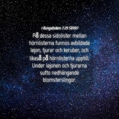 Picture 04 - 1 Kungaboken 7:29 SV1917 - På dessa sidolister mellan hörnlisterna funnos - Bible Verse Picture
