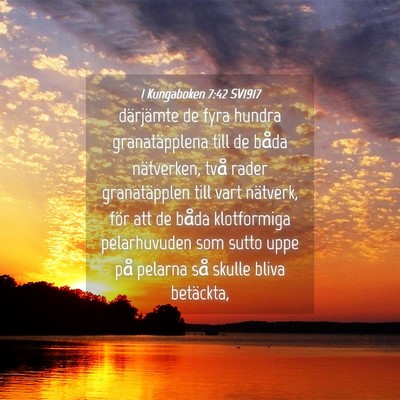 Picture 04 - 1 Kungaboken 7:42 SV1917 - därjämte de fyra hundra granatäpplena till de - Bible Verse Picture