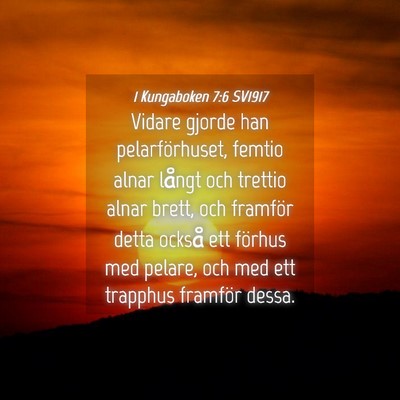 Picture 04 - 1 Kungaboken 7:6 SV1917 - Vidare gjorde han pelarförhuset, femtio alnar - Bible Verse Picture