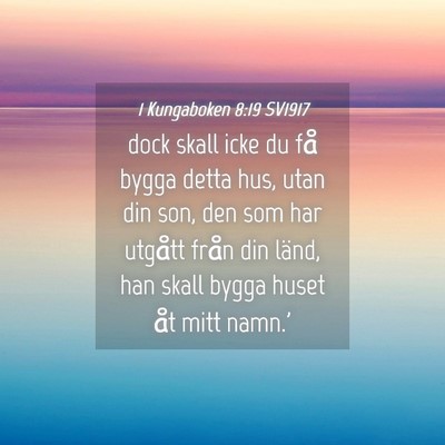 Picture 04 - 1 Kungaboken 8:19 SV1917 - dock skall icke du få bygga detta hus, utan din - Bible Verse Picture