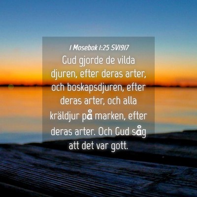 Picture 04 - 1 Mosebok 1:25 SV1917 - Gud gjorde de vilda djuren, efter deras arter, - Bible Verse Picture