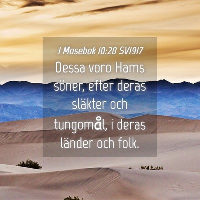 Picture 04 - 1 Mosebok 10:20 SV1917 - Dessa voro Hams söner, efter deras släkter och - Bible Verse Picture