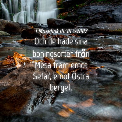 Picture 04 - 1 Mosebok 10:30 SV1917 - Och de hade sina boningsorter från Mesa fram - Bible Verse Picture