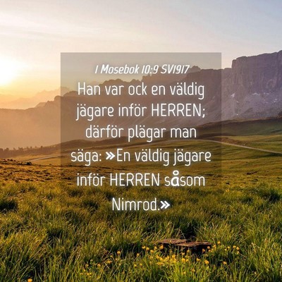 Picture 04 - 1 Mosebok 10:9 SV1917 - Han var ock en väldig jägare inför HERREN; - Bible Verse Picture