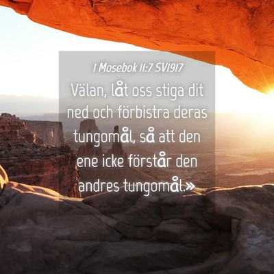 Picture 04 - 1 Mosebok 11:7 SV1917 - Välan, låt oss stiga dit ned och förbistra - Bible Verse Picture