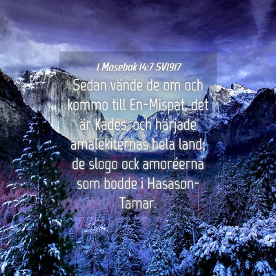 Picture 04 - 1 Mosebok 14:7 SV1917 - Sedan vände de om och kommo till En-Mispat, det - Bible Verse Picture