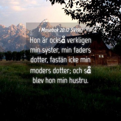 Picture 04 - 1 Mosebok 20:12 SV1917 - Hon är också verkligen min syster, min faders - Bible Verse Picture