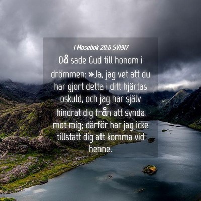 Picture 04 - 1 Mosebok 20:6 SV1917 - Då sade Gud till honom i drömmen: »Ja, jag vet - Bible Verse Picture