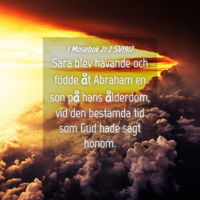 Picture 04 - 1 Mosebok 21:2 SV1917 - Sara blev havande och födde åt Abraham en son - Bible Verse Picture