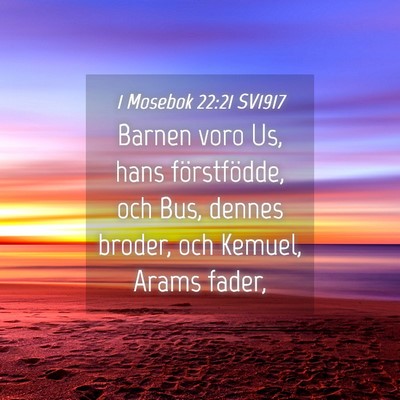 Picture 04 - 1 Mosebok 22:21 SV1917 - Barnen voro Us, hans förstfödde, och Bus, - Bible Verse Picture