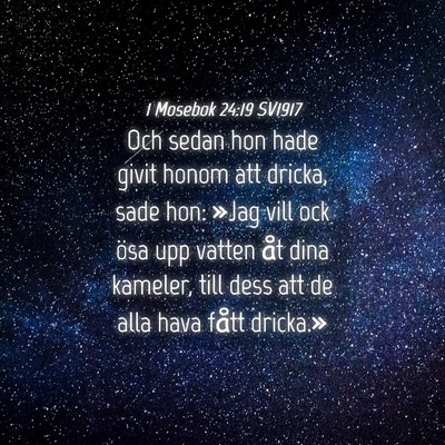 Picture 04 - 1 Mosebok 24:19 SV1917 - Och sedan hon hade givit honom att dricka, sade - Bible Verse Picture