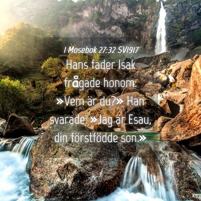 Picture 04 - 1 Mosebok 27:32 SV1917 - Hans fader Isak frågade honom: »Vem är du?» - Bible Verse Picture