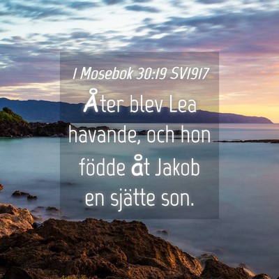 Picture 04 - 1 Mosebok 30:19 SV1917 - Åter blev Lea havande, och hon födde åt Jakob - Bible Verse Picture