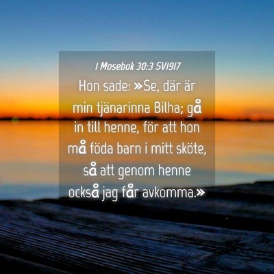 Picture 04 - 1 Mosebok 30:3 SV1917 - Hon sade: »Se, där är min tjänarinna Bilha; - Bible Verse Picture