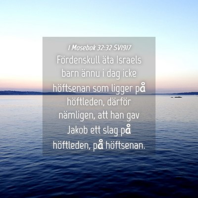 Picture 04 - 1 Mosebok 32:32 SV1917 - Fördenskull äta Israels barn ännu i dag icke - Bible Verse Picture