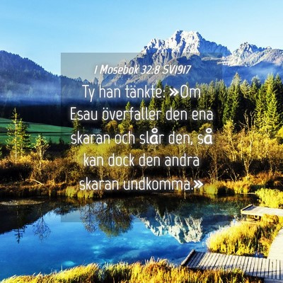 Picture 04 - 1 Mosebok 32:8 SV1917 - Ty han tänkte: »Om Esau överfaller den ena - Bible Verse Picture