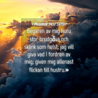 Picture 04 - 1 Mosebok 34:12 SV1917 - Begären av mig huru stor brudgåva och skänk - Bible Verse Picture