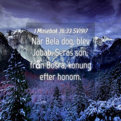 Picture 04 - 1 Mosebok 36:33 SV1917 - När Bela dog, blev Jobab, Seras son, från - Bible Verse Picture