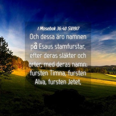 Picture 04 - 1 Mosebok 36:40 SV1917 - Och dessa äro namnen på Esaus stamfurstar, - Bible Verse Picture