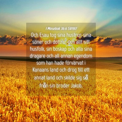 Picture 04 - 1 Mosebok 36:6 SV1917 - Och Esau tog sina hustrur, sina söner och - Bible Verse Picture