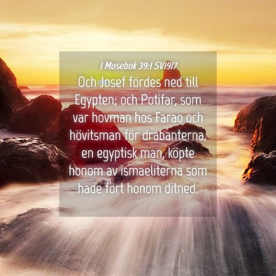 Picture 04 - 1 Mosebok 39:1 SV1917 - Och Josef fördes ned till Egypten; och Potifar, - Bible Verse Picture