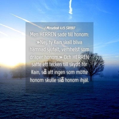 Picture 04 - 1 Mosebok 4:15 SV1917 - Men HERREN sade till honom: »Nej, ty Kain skall - Bible Verse Picture