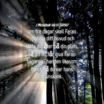 Picture 04 - 1 Mosebok 40:13 SV1917 - om tre dagar skall Farao upphöja ditt huvud och - Bible Verse Picture