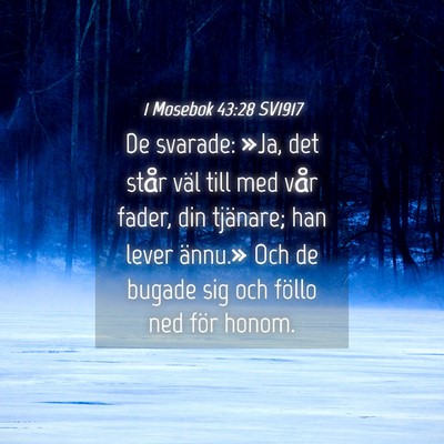 Picture 04 - 1 Mosebok 43:28 SV1917 - De svarade: »Ja, det står väl till med vår - Bible Verse Picture