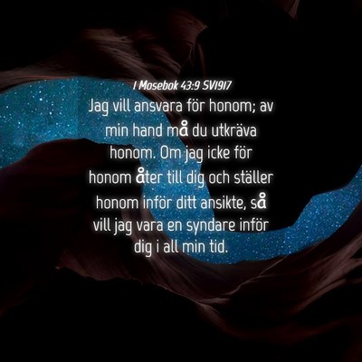 Picture 04 - 1 Mosebok 43:9 SV1917 - Jag vill ansvara för honom; av min hand må du - Bible Verse Picture