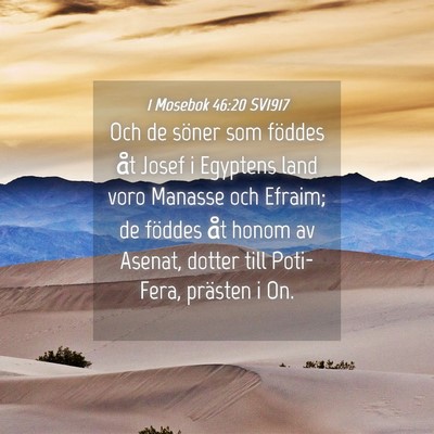 Picture 04 - 1 Mosebok 46:20 SV1917 - Och de söner som föddes åt Josef i Egyptens - Bible Verse Picture