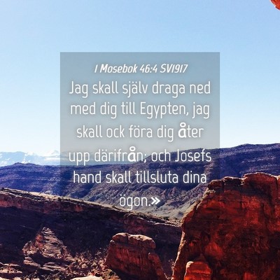 Picture 04 - 1 Mosebok 46:4 SV1917 - Jag skall själv draga ned med dig till Egypten, - Bible Verse Picture